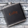 Buy Personalized 6oz Suede Flask with Orange Lettering