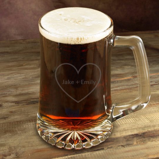Etched Heart 25 oz Mugs for Couples - Set of 2