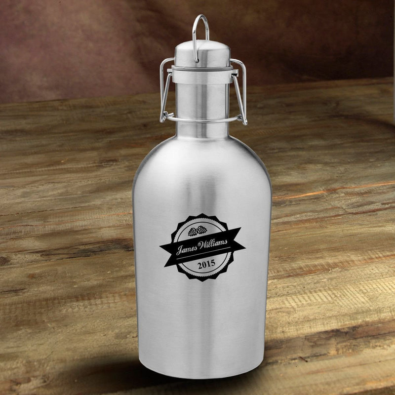 Personalized Stainless Steel Beer Growler - Bottle Top - JDS