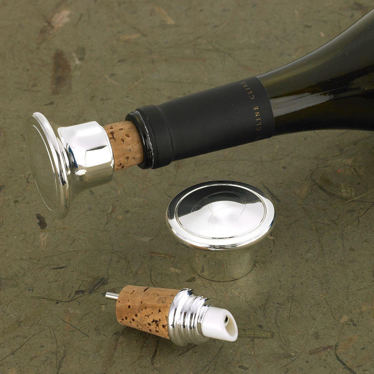Personalized Silver Plated Wine Bottle Stopper/Pourer