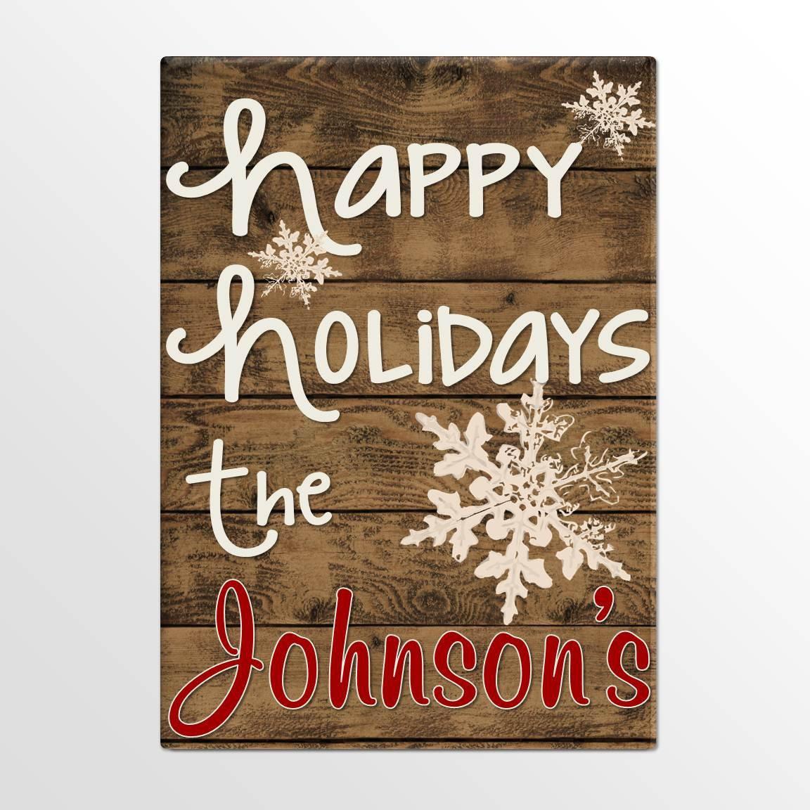 Personalized Holiday Canvas Signs - Happy Holidays Canvas