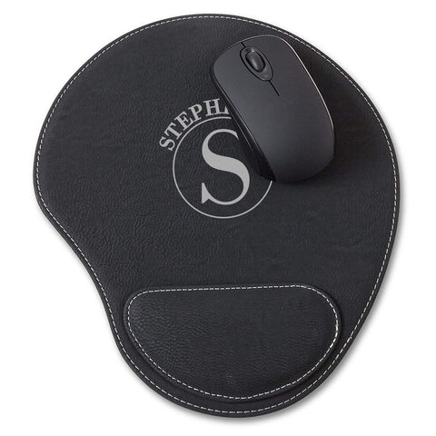 Buy Personalized Black Vegan Leather Mouse Pad