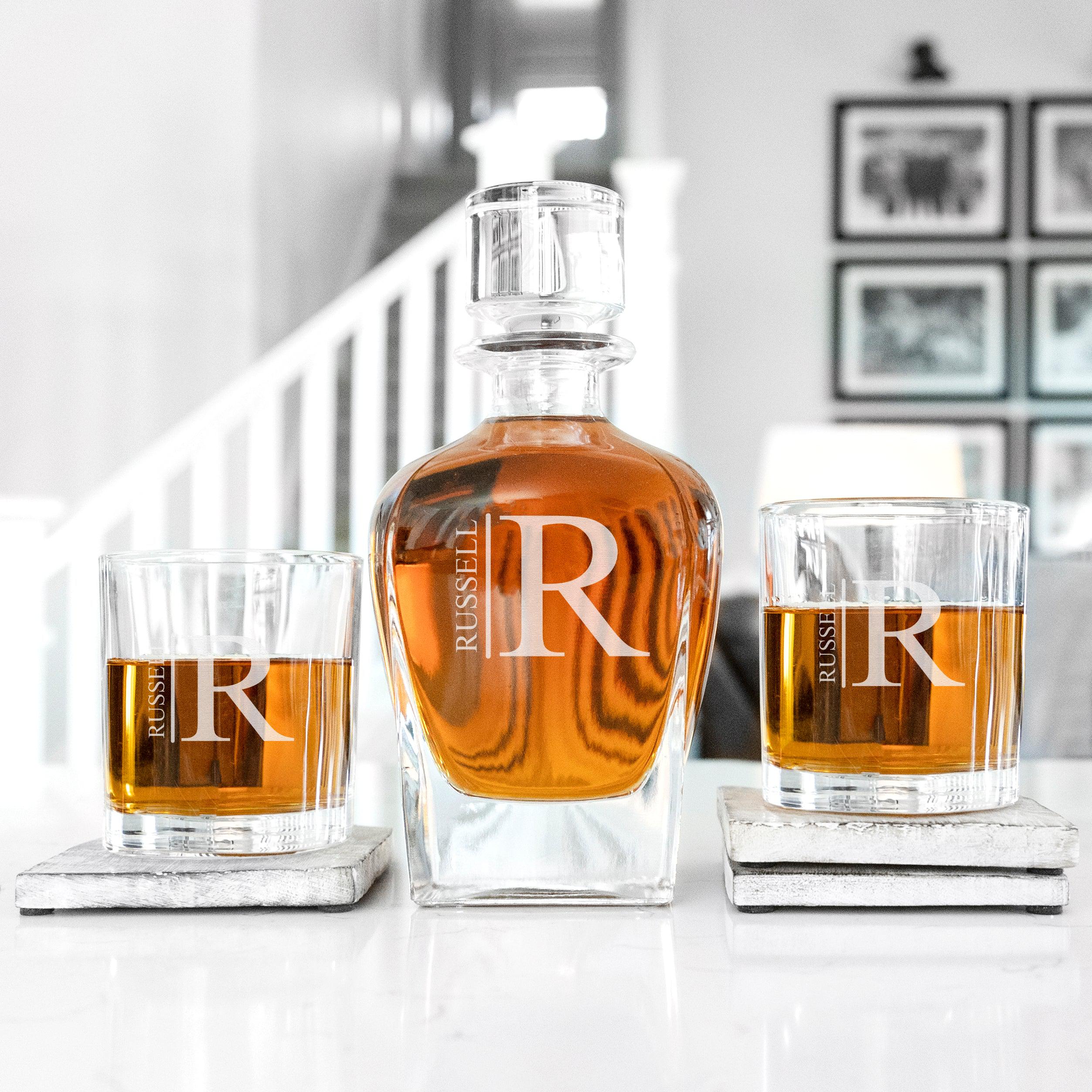Image of Personalized Antique Whiskey Decanter Gift Set