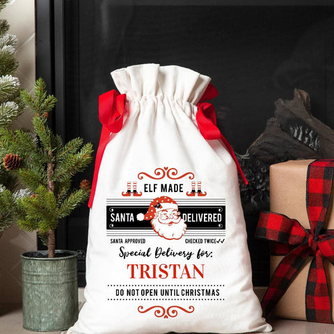 Buy Personalized Christmas Red Ribbon Santa Gift Bags