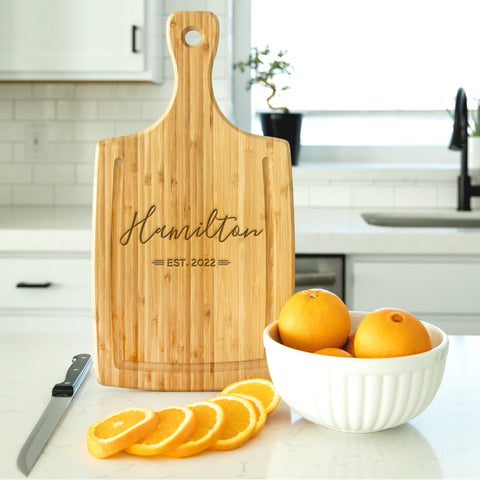 Buy Personalized Large Handled Cutting Board - Last Name & Date