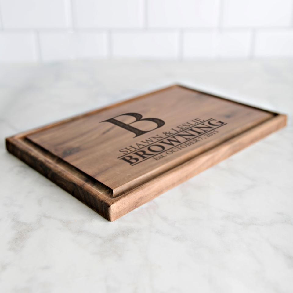 Image of Personalized Walnut Cutting Boards with Juice Grooves