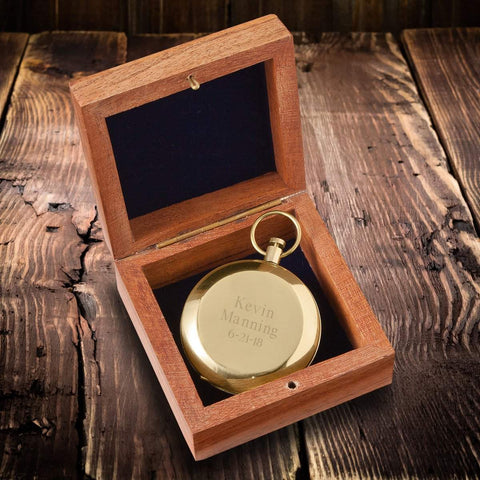 Buy Personalized High Polish Gold Keepsake Compass with Wooden Box