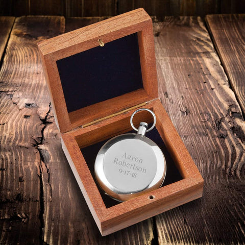 Buy Personalized High Polish Silver Keepsake Compass with Wooden Box