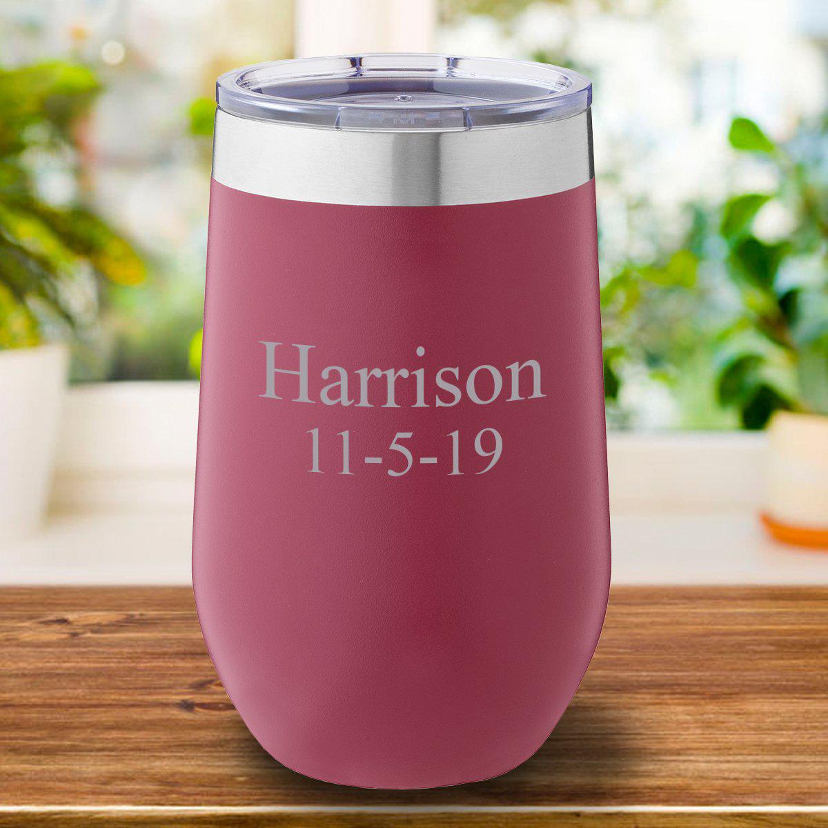 16 Oz. Personalized Travel Mug - Burgundy Tumbler