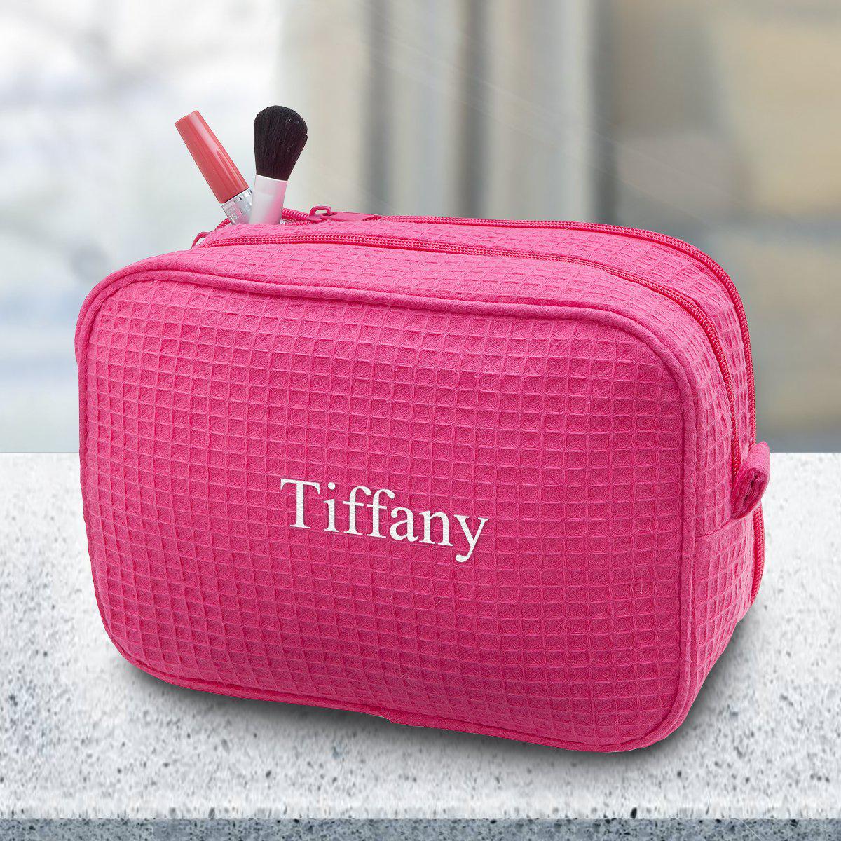 Personalized Large Waffle Cosmetic Bag - Makeup Bag - Great Gifts Club