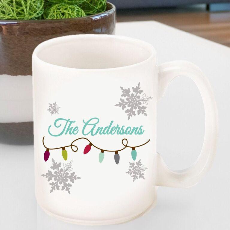 Personalized Holiday Coffee Mug - Lights