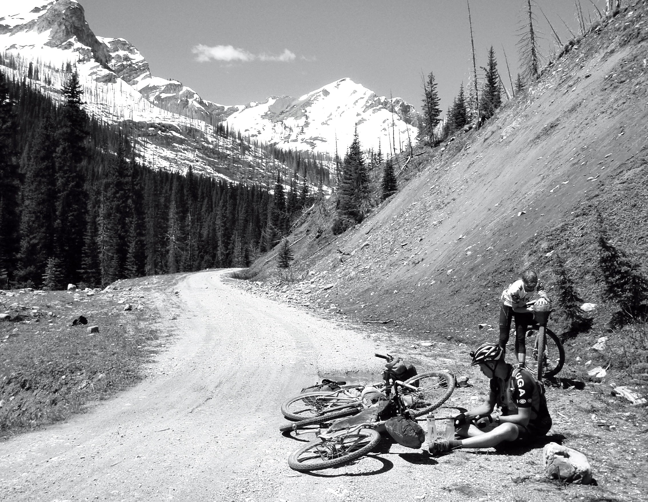 A quick rest stop while cycling through the Flathead Valley with Shaun and Eric. Tour Divide 2011.