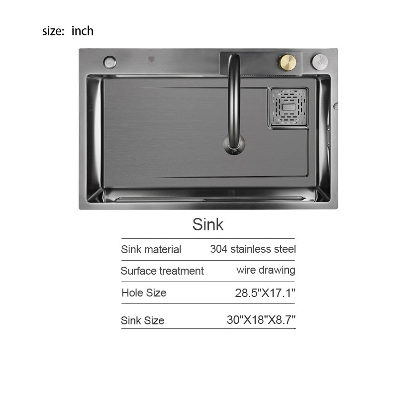 BLIOTE New Stainless Steel Waterfall Kitchen Sink 30"x 18" Kitchen Sin