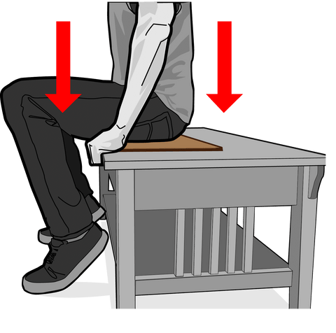 Illustration of person sitting on bench in position to measure sit bones