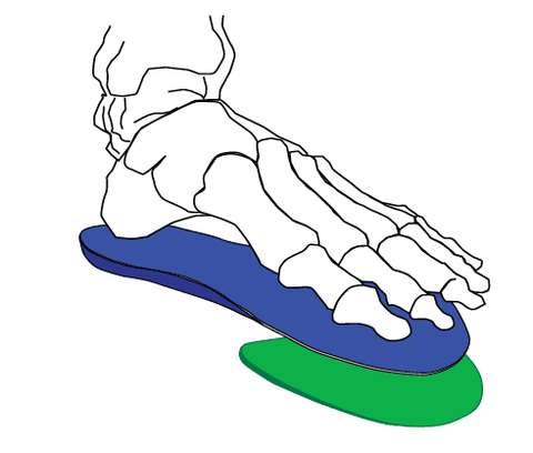 Digital illustration of a skeleton foot on a cycling shoe footbed