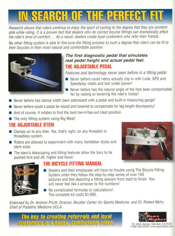 A page from the BikeFit product manual