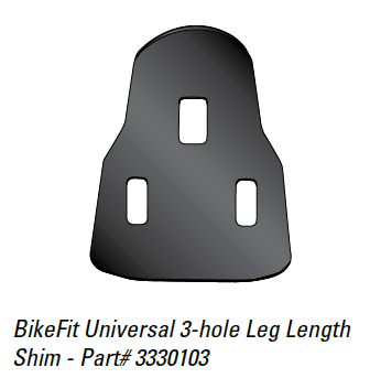 Digital rendering of a BikeFit Universal 3 hole leg length shim