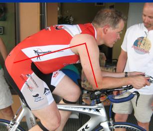 Ken Call DPT, a triathlete and BikeFit Pro, displays a 90° shoulder angle