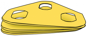 Digital illustration of multiple cleat wedges stacked on top of each other