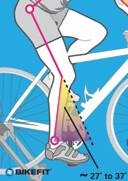 Illustration of a cyclist's knee angle measured with a goniometer