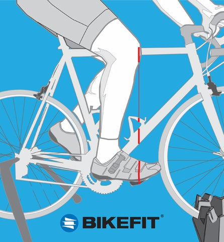 Digital illustration showing how a knee should line up with the foot on the pedal