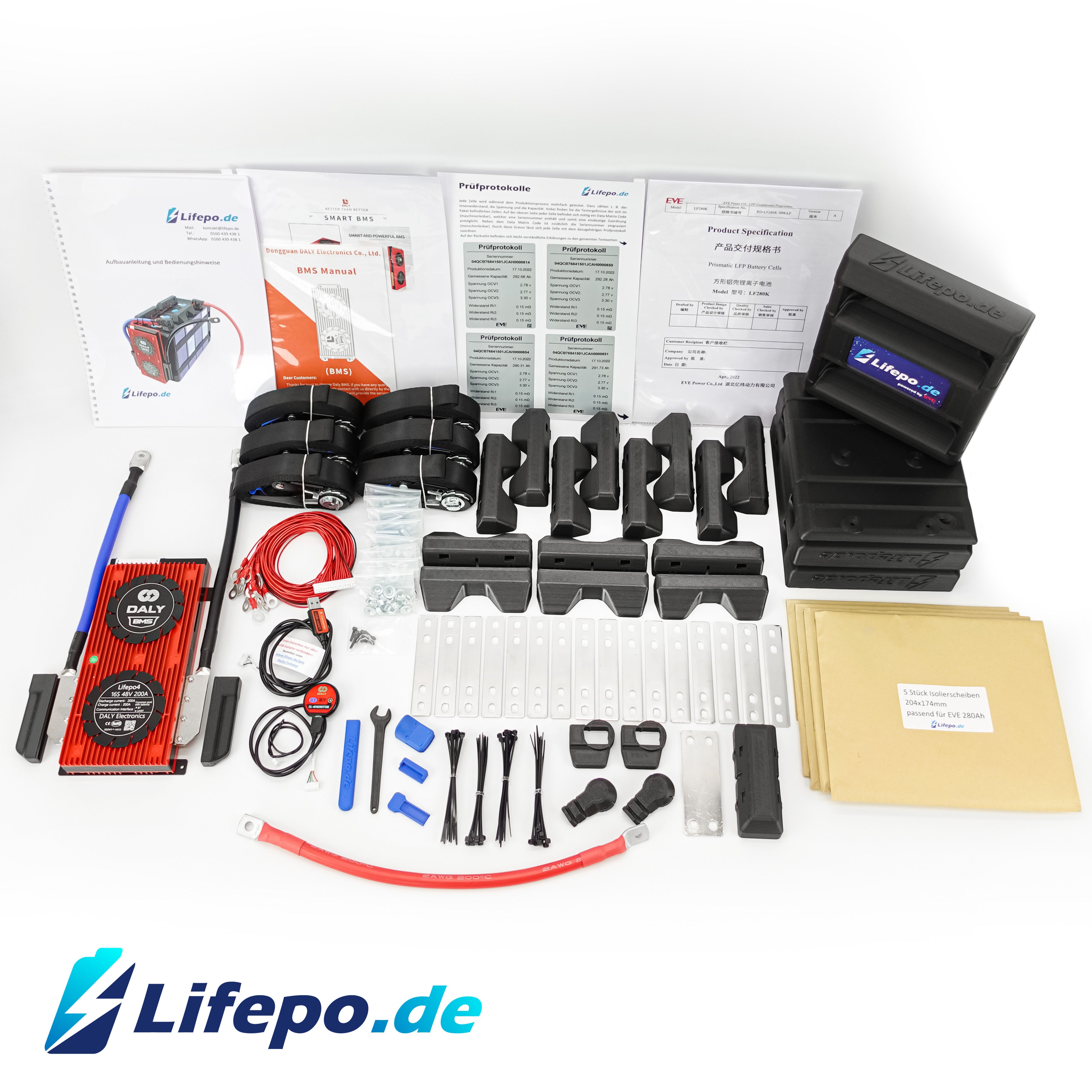 12v 560Ah Lifepo4 Batteriesystem mit EVE Grade A+ 8kWh - zweireihig – Lifepo .de