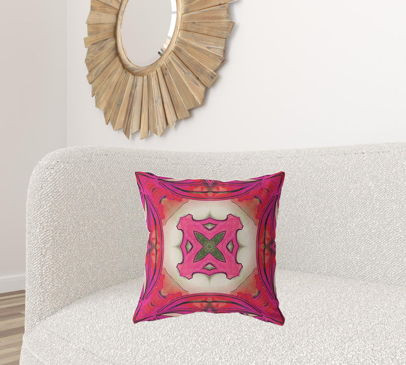 20"x20" Hot Pink Zippered Broadcloth Geometric Throw Pillow