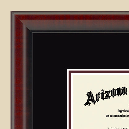 Close up on College Diploma Frame