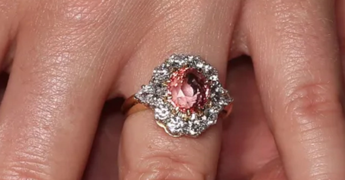 Princess Eugenie Engagement Ring Padparadscha Sapphire and Diamond Ring