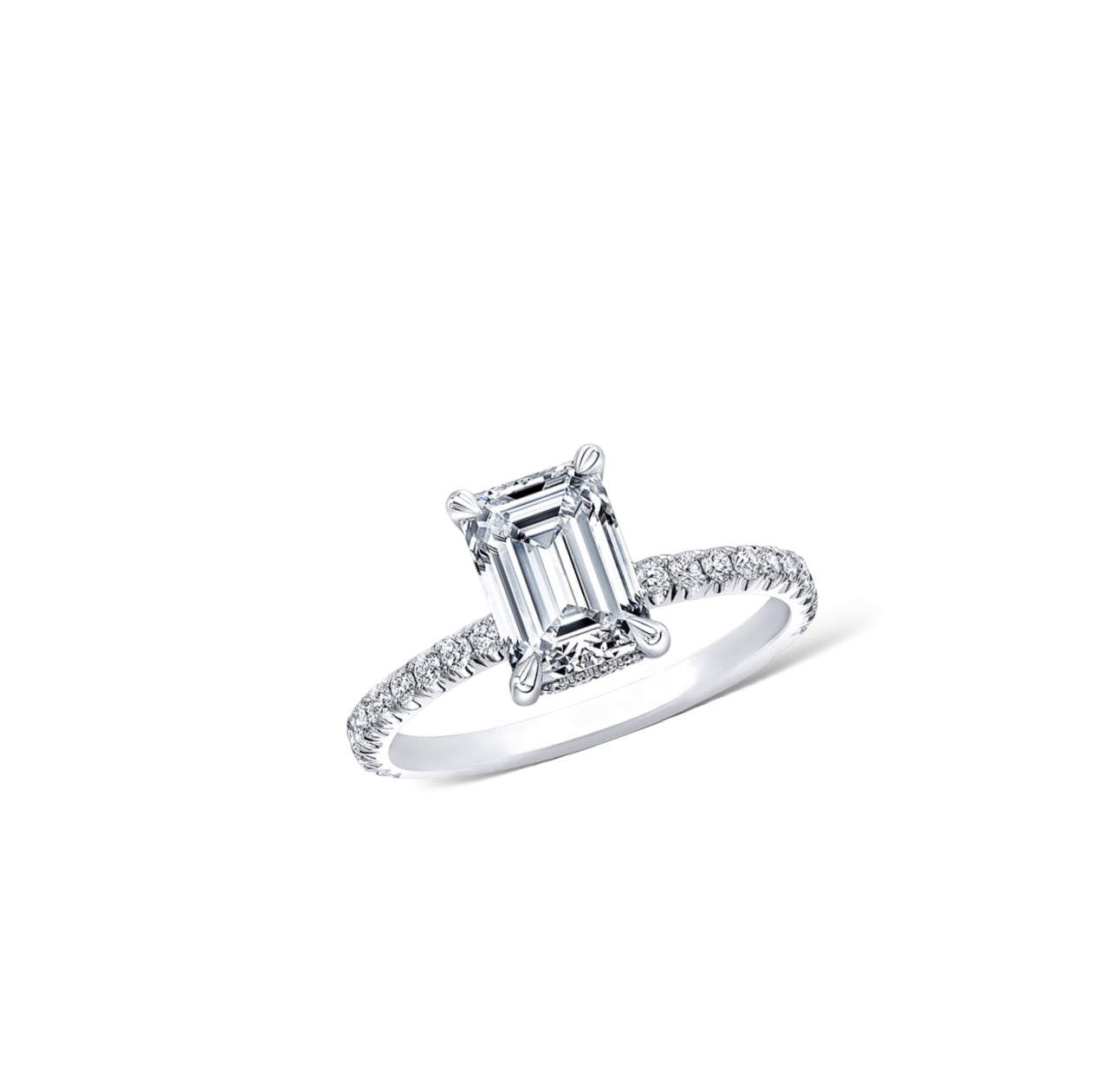 Solitaire emerald cut engagement ring