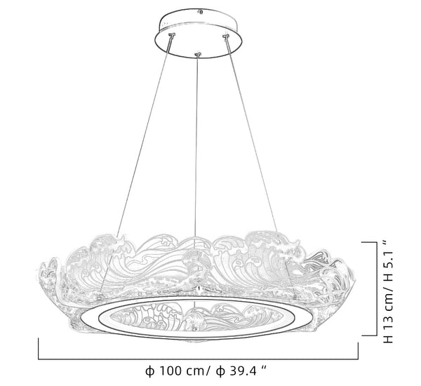 Wave shape LED chandelier