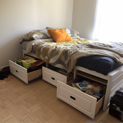 storage under dorm bed