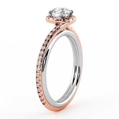 Gale - Unique Halo Diamond Engagement Ring in Rose Gold