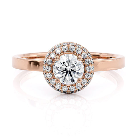 Roma - Rose Gold Curved Double Halo Diamond Engagement Ring