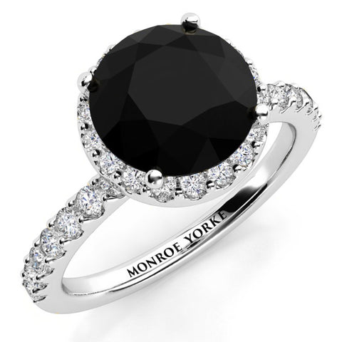 Sasha - Unique Black Diamond Halo Ring