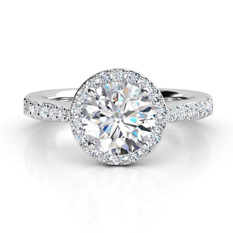Victoria - Round Diamond Halo Ring with Diamonds on the Band