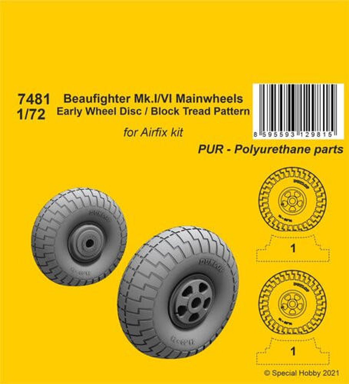 CMK 1/72 CMK Beaufighter Mk.I/VI Mainwheels - Early Wheel Disk / Block Tread Pattern