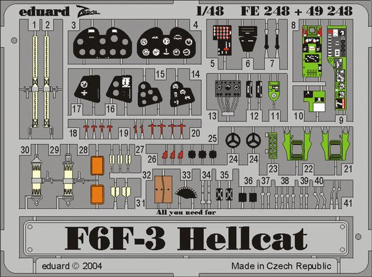 Eduard 1/48 Eduard F6F-3 Hellcat Photo Etch for Hasegawa
