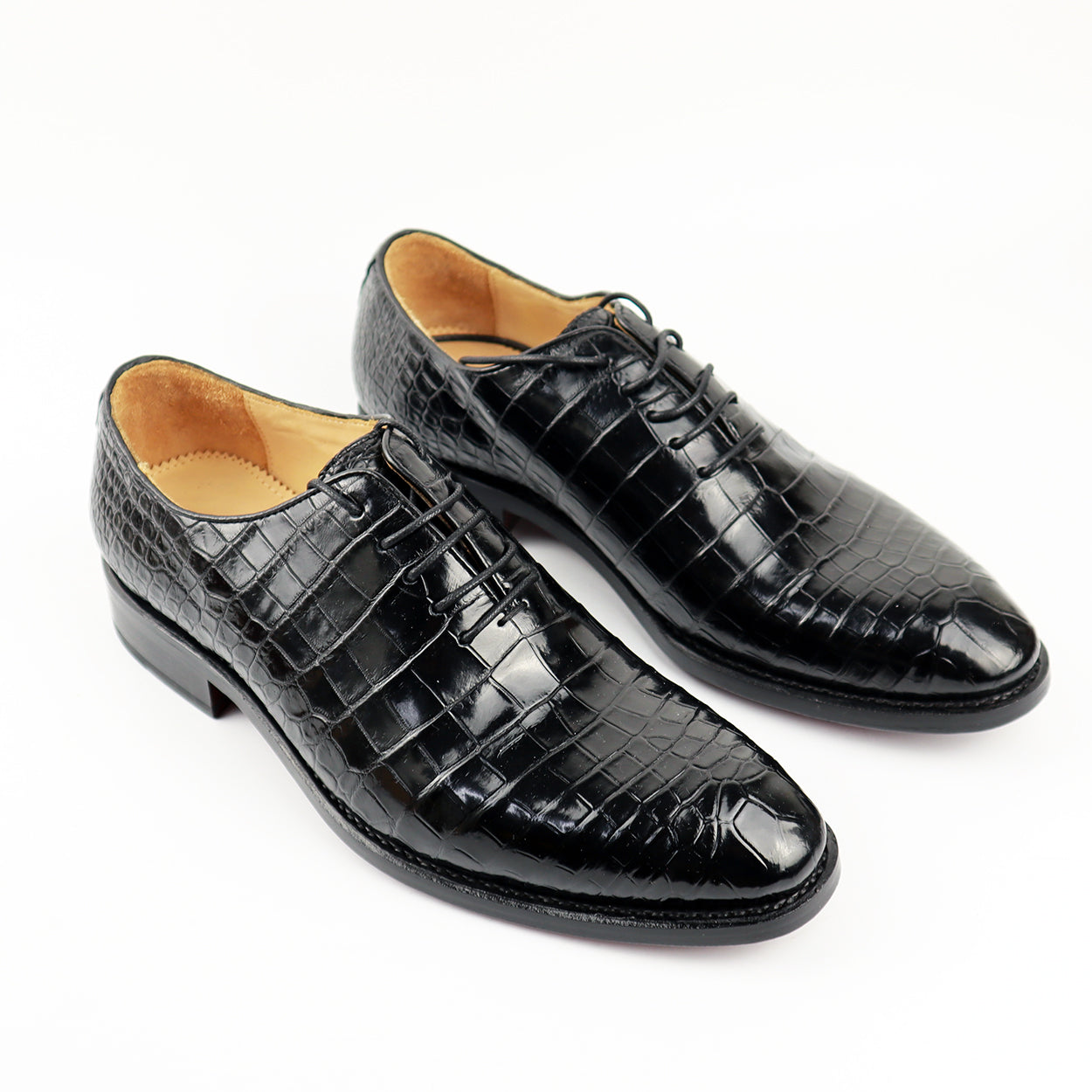 Men's Shoes Genuine Crocodile Alligator Skin Leather Handmade Black ...