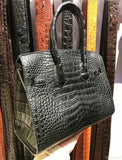 Handmade Genuine Crocodile Leather 30cm Ladies Woman Bag Handbag Black  | eBay