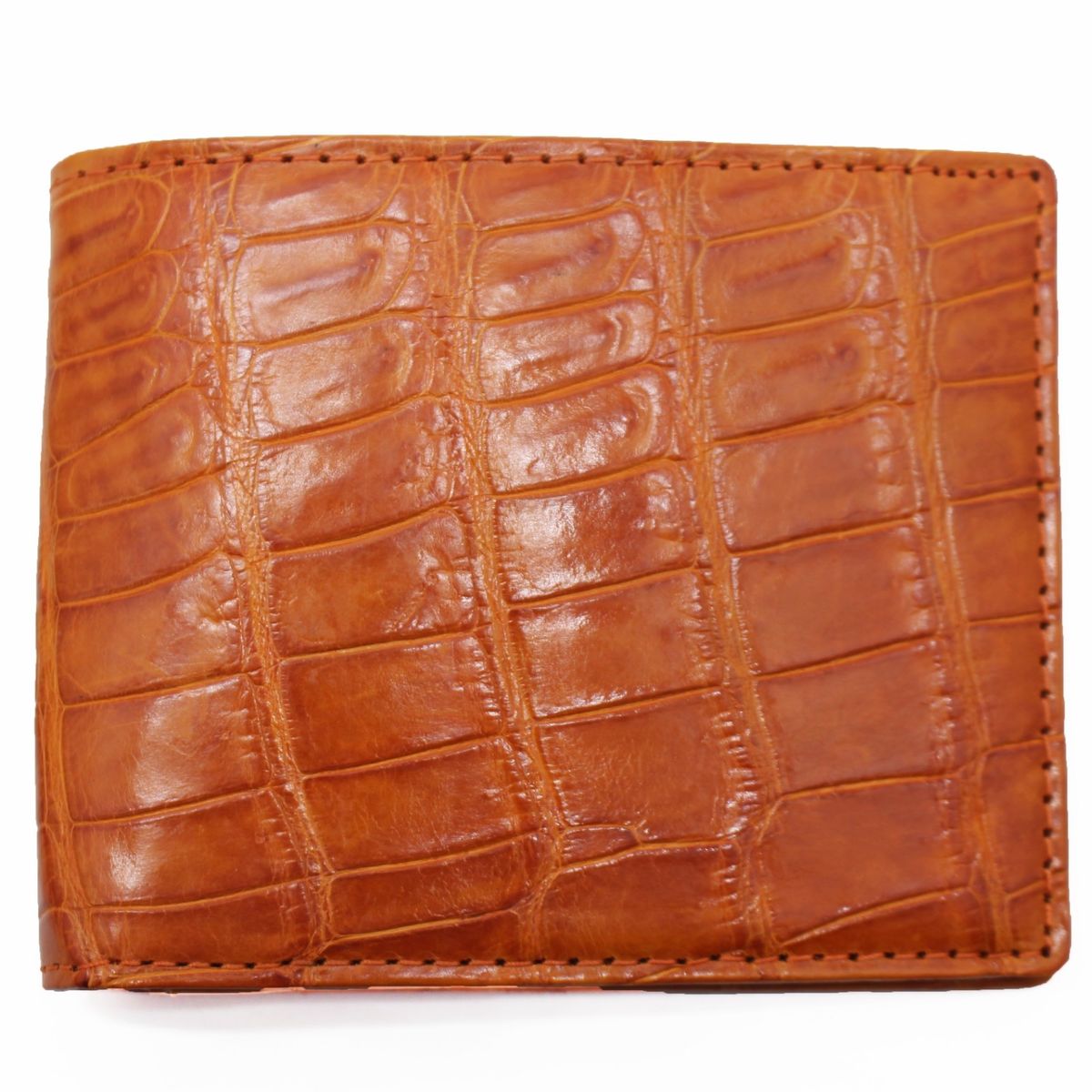 Classic Crocodile Wallet, Genuine Full Crocodile Skin Wallet for Men, Orange