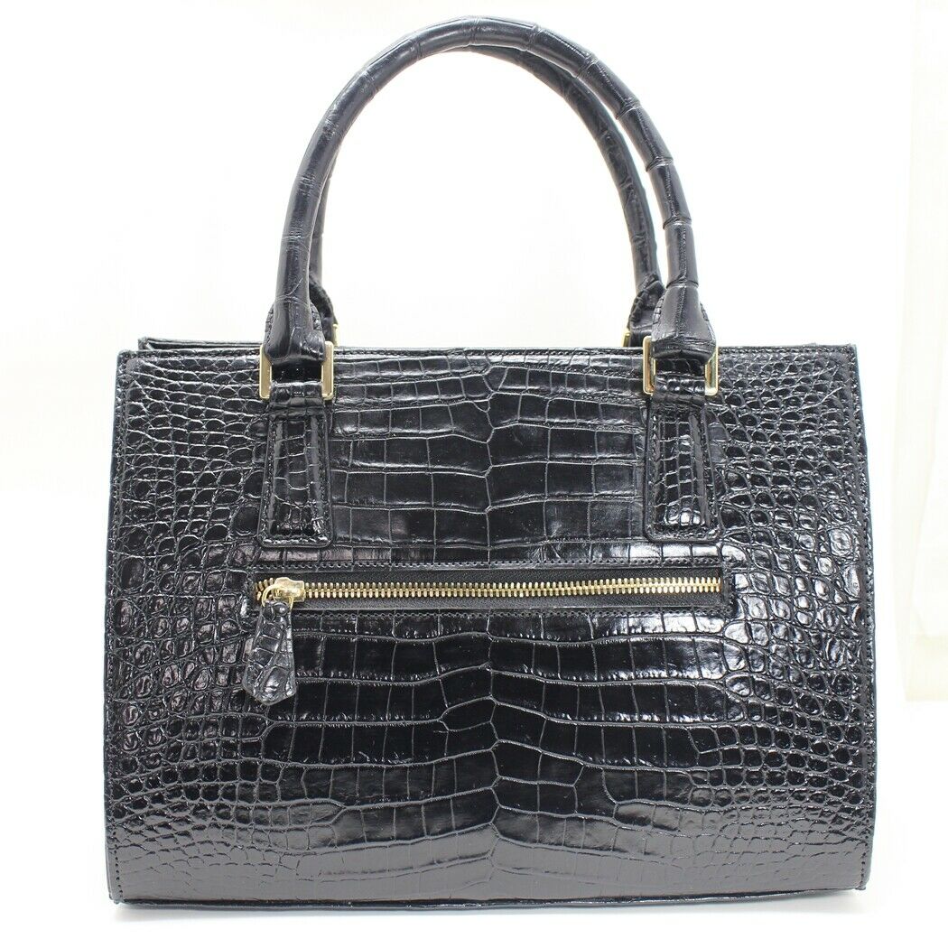 100% Belly Skin Genuine Crocodile Alligator Leather Handbag - Black, New