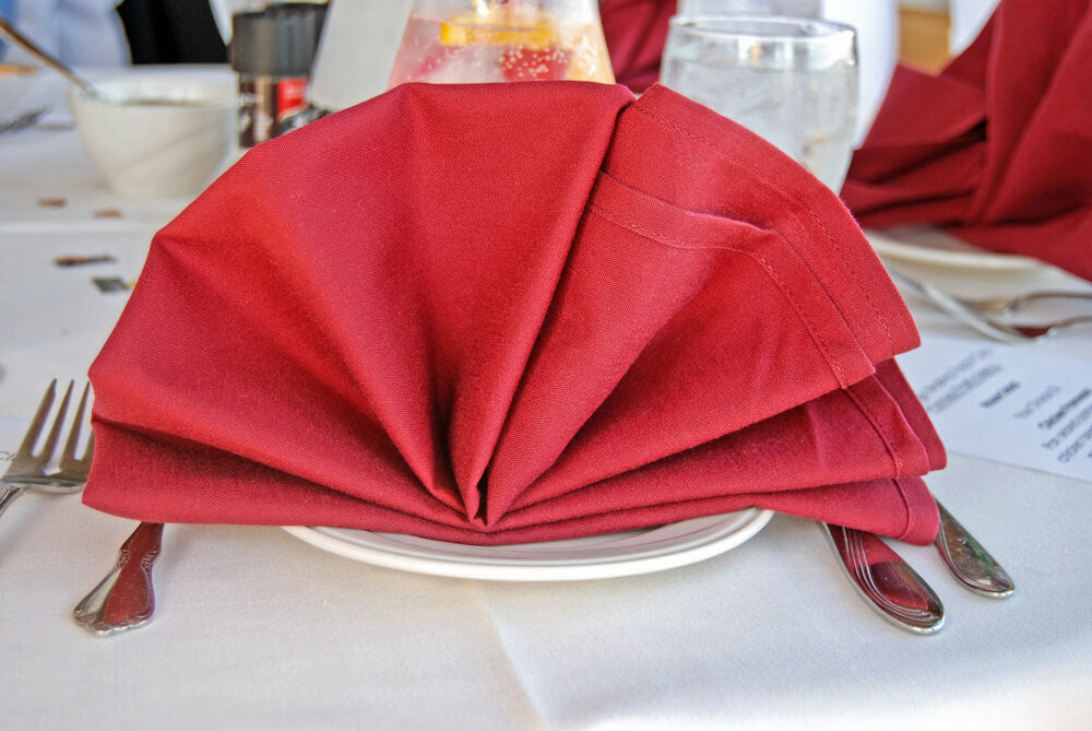 rustic wedding napkin in fan fold style