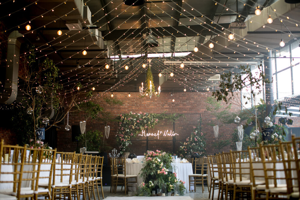 wedding hall with a rustic setup