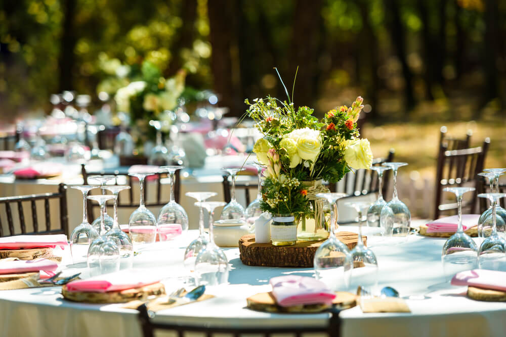 rustic wedding reception table with natural decor