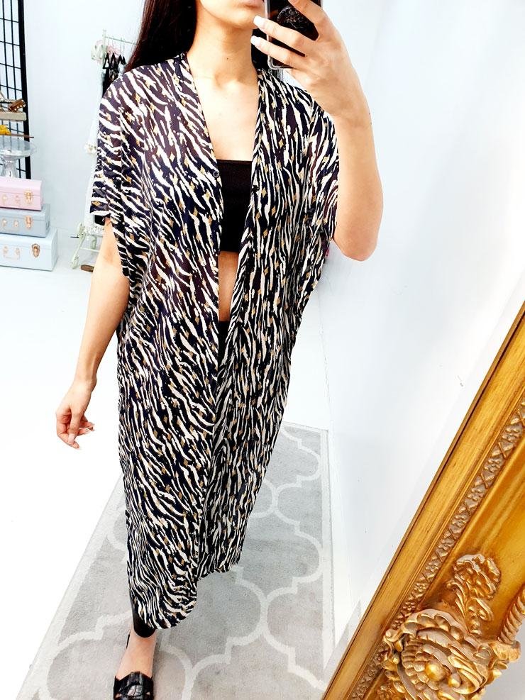 Tonia Animal Printed Navy Sheer Kaftan – BowsBoutiques