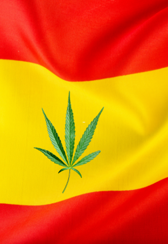 Spanish flag with cannabis leaf