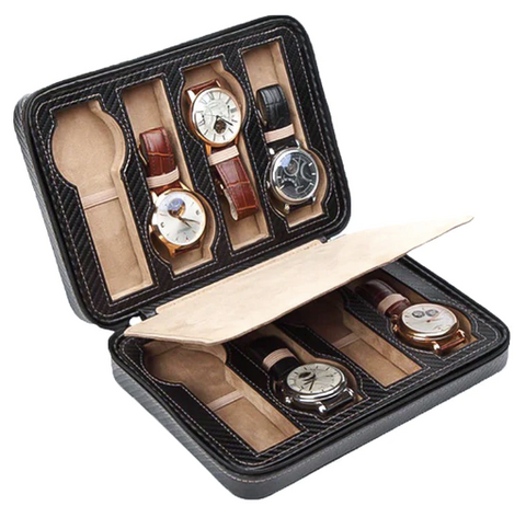boite à montre ouverte pour 8 montres en cuir