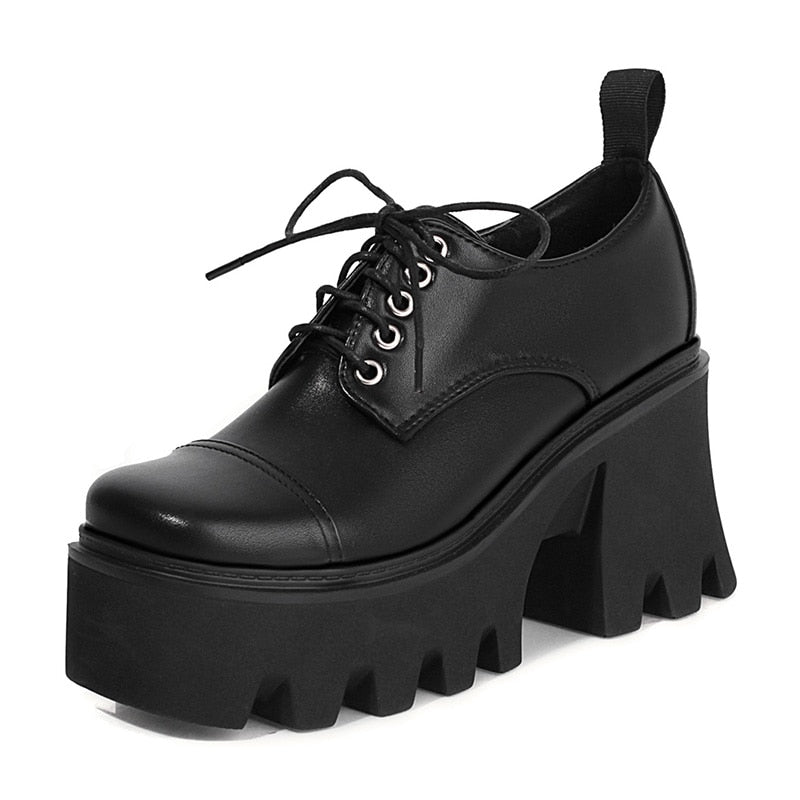 Preppy Goth Platform Shoes Black – Aesthetics Boutique