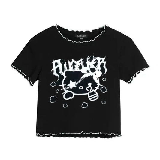 Pastel Goth Aesthetic Outfit T-Shirt Cat Neko Wings Ritual – Aesthetics  Boutique